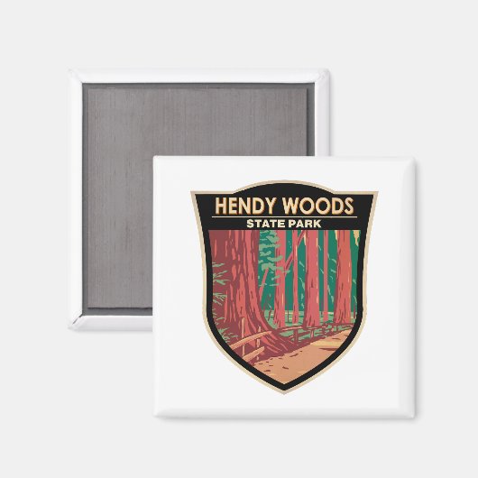 ヘンディウッズ州パークカリフォルニアバッジヴィンテージ マグネット (正面/裏面)