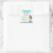 ヘンディボードサイン ウェルカム ピンクとブルー 花嫁 スクエアシール (バッグ)