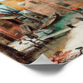 ヘンドリックアベルキャンプ冬の風景とアイススケーター ポスター (角)