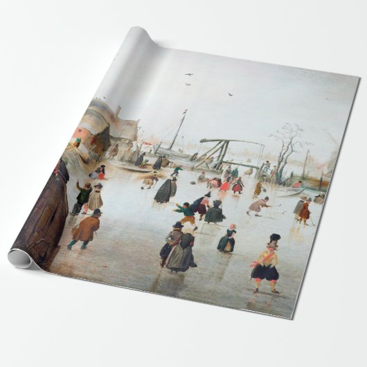 ヘンドリックアヴェルキャンプアイススケートで滑るニアアビレッジ ラッピングペーパー (アンロールド)