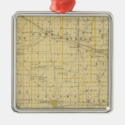 ヘンドリックス郡の地図 メタルオーナメント (正面)
