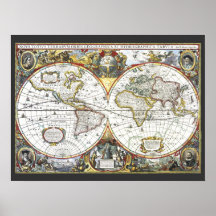 ヘンドリック・ホンディウスによるアンティークな古地図 1630年