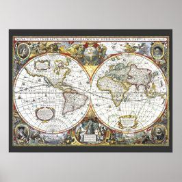 ヘンドリック・ホンディウスによるアンティークな古地図 1630年 ポスター
