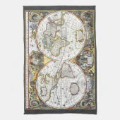 ヘンドリック・ホンディウスによる1630年の古地図「ノヴァ・トティウス・テララム・オルビス・ゲオグラ キッチンタオル (縦)
