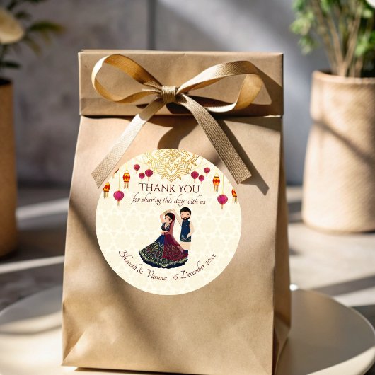 ヘンナとサンガイトのマンダラとインドの美男美女 ラウンドシール