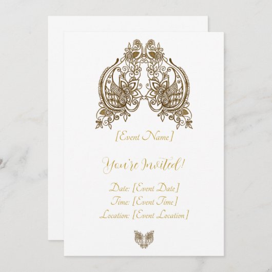 ヘンナのエレガントな招待状 招待状 (正面/裏面)