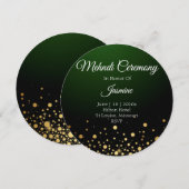 ヘンナのカード 緑 人気 現代の結婚式 サンキューカード (正面/裏面)