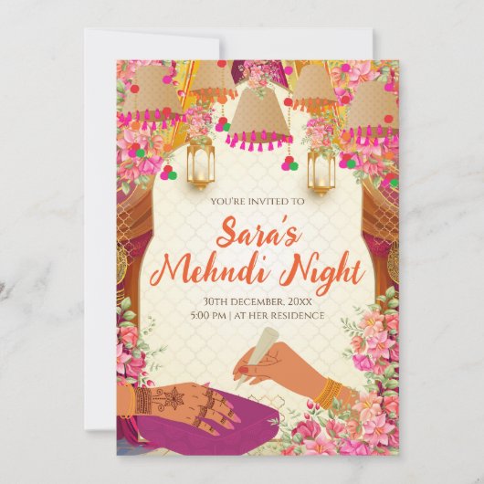 ヘンナの招待状 & デジタルヘンディーの招待状 招待状 (正面)