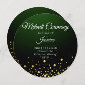 ヘンナの招待状 緑 人気 現代の結婚式 サンキューカード (正面/裏面)