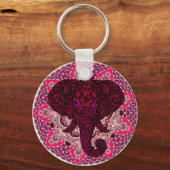 ヘンナエレファントヘッドマンダラピンクメンディタトゥー キーホルダー (正面)