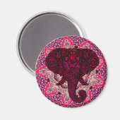 ヘンナエレファントヘッドマンダラピンクメンディタトゥー マグネット (正面/裏面)