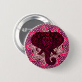 ヘンナエレファントヘッドマンダラピンクメンディタトゥー 缶バッジ (正面&裏面)