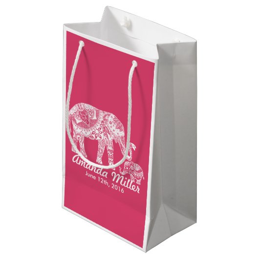 ヘンナエレファントベビーシャワー – インディアンインスピレーション スモールペーパーバッグ (正面アングル)