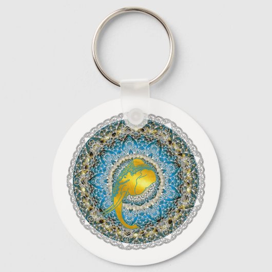 ヘンナエレファントマンダラガネシャマインドフルギフト キーホルダー (正面)