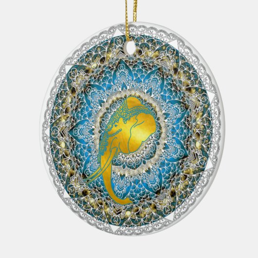 ヘンナエレファントマンダラガネシャマインドフルギフト セラミックオーナメント (左)