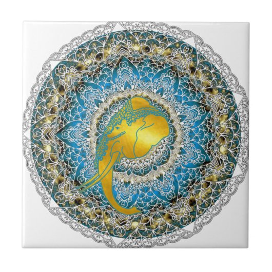 ヘンナエレファントマンダラガネシャマインドフルギフト タイル (正面)