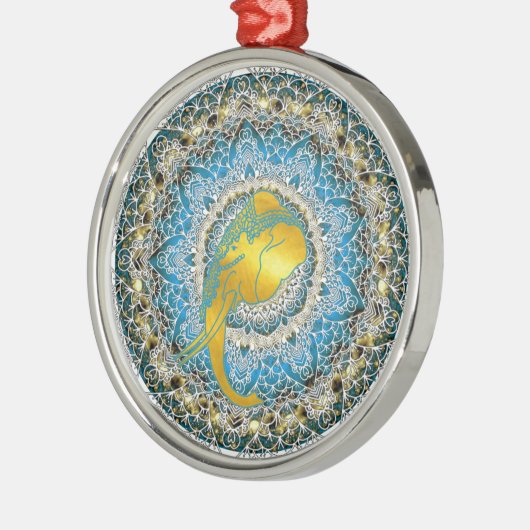 ヘンナエレファントマンダラガネシャマインドフルギフト メタルオーナメント (左)