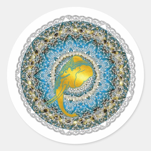 ヘンナエレファントマンダラガネシャマインドフルギフト ラウンドシール (正面)