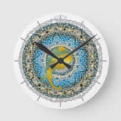 ヘンナエレファントマンダラガネシャマインドフルネスクロック ラウンド壁時計 (正面)