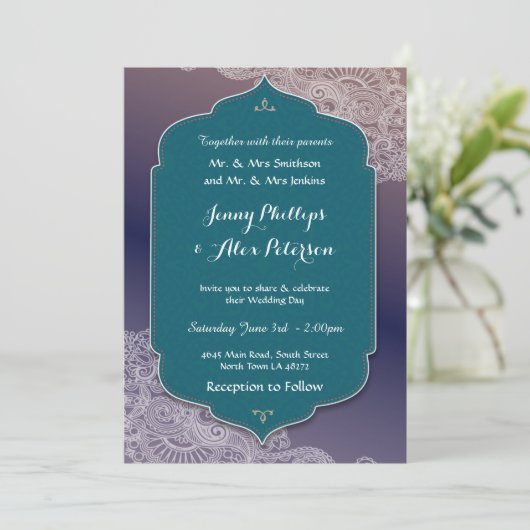 ヘンナスタイルジュエルウェディングパーティーアラビアンナイツ 招待状 (スタンド正面)