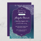 ヘンナスタイルジュエルスイート16バースデーパーティ招待状 招待状 (正面/裏面)