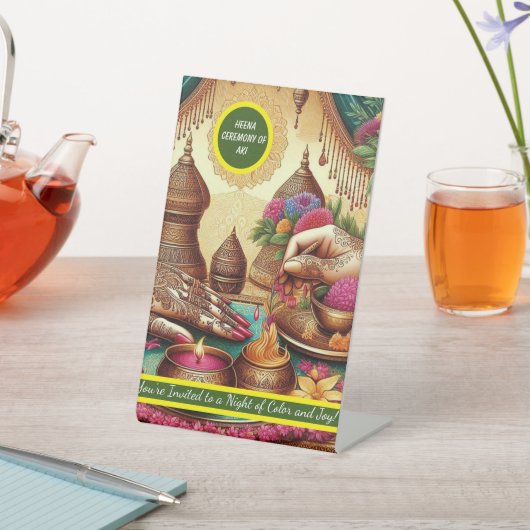 ヘンナセレモニー招待状テーブルトップサイン 台座サイン (インサイチュ)