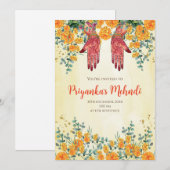 ヘンナパーティーの招待状 & メンディパーティーの招待状 招待状 (正面/裏面)