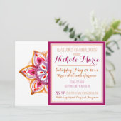 ヘンナフラワーブライダルシャワーインビテーション暗い赤紫色 招待状 (スタンド正面)