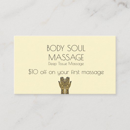 ヘンナメーンディハンズマ芸術的ッサージ 割引カード (正面)
