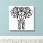 ヘンナメーンディ飾インディアンゾウ6 キャンバスプリント (インサイチュ (ウッドフロア))