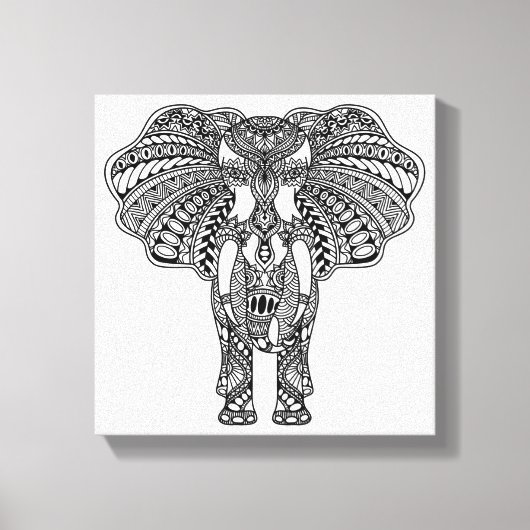 ヘンナメーンディ飾インディアンゾウ6 キャンバスプリント (正面)