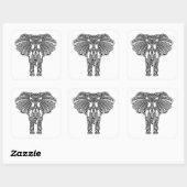 ヘンナメーンディ飾インディアンゾウ スクエアシール (シート)