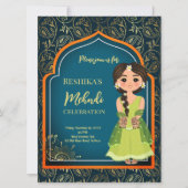 ヘンナ インド アラビア模様 デザイン ティールグリーン (正面)