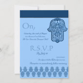 ヘンナ・ハムサの手（青）（結婚式） 招待状 (裏面)