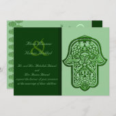 ヘンナ ハンド オブ ハムサ (グリーン) (ウェディング) 招待状 (正面/裏面)
