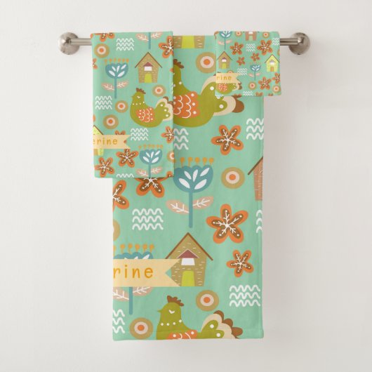 ヘンハウスカントリースカンジナビアティール(緑がかった色) バスタオルセット (インサイチュ)
