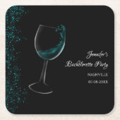 ヘンパーティーブルーモックテールバチェロレッテ スクエアペーパーコースター (正面)