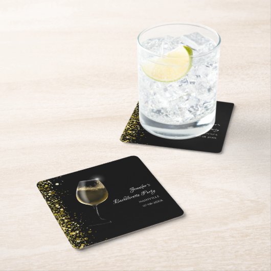 ヘンパーティー金ゴールドモックテールバチェロレッテ スクエアペーパーコースター (インサイチュ)