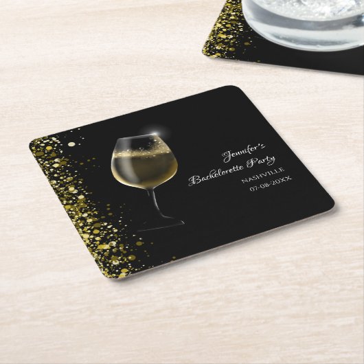 ヘンパーティー金ゴールドモックテールバチェロレッテ スクエアペーパーコースター (アングル)