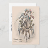 ヘンパーティー馬とカートお祝い 招待状 (正面/裏面)