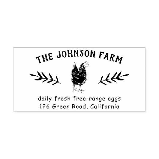 ヘンファミリーファーム新鮮な卵アドレスのゴムスタンプ ラバースタンプ (インプリント)