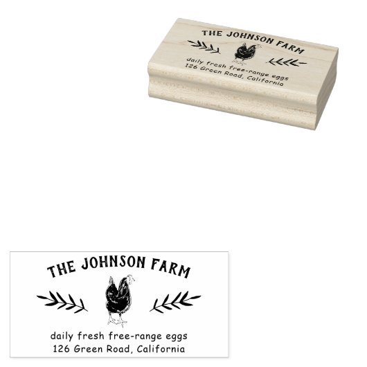 ヘンファミリーファーム新鮮な卵アドレスのゴムスタンプ ラバースタンプ (押印)