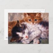 ヘンリエ派ロナーナイフで2匹の子猫がくすぶる ポストカード (正面/裏面)