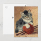 ヘンリエRonner-Knipウールのボールを持つ子猫 ポストカード (正面/裏面)