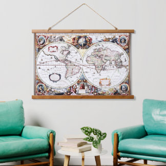 ヘンリクス・ホンディウス2世によるNova Totius Terrarum Orbis 吊り下げ型タペストリー