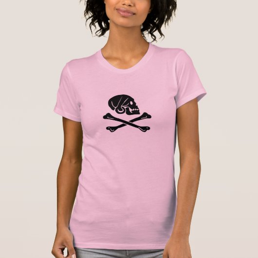 ヘンリーあらゆる黒のスカルの女性のTシャツ Tシャツ (正面)