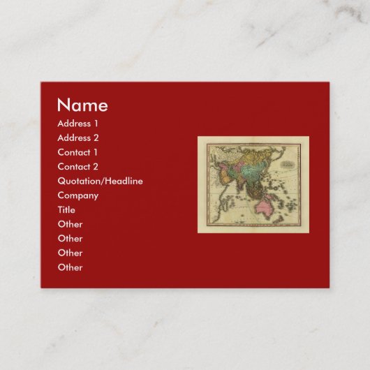 ヘンリータナー著アジアの1825地図 名刺 (正面)