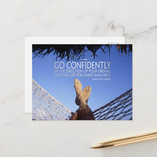 ヘンリーダビッドソロー感動的引用文自信 ポストカード (正面/裏面インサイチュ)