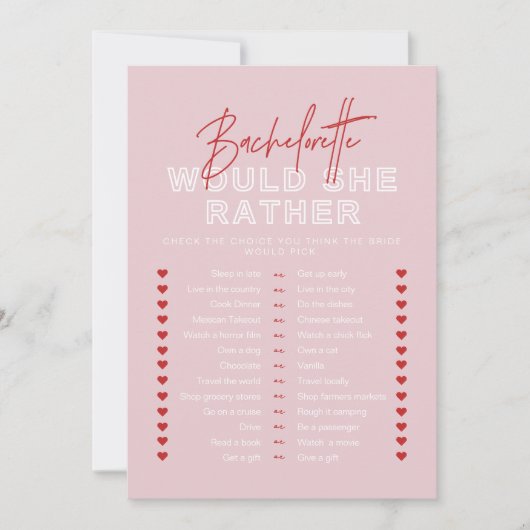 ヘンリーレッドピンク彼女はむしろブライダルゲーム 招待状 (正面)