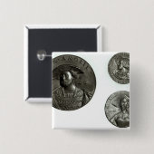 ヘンリー八世およびアン・ブーリンを描写する硬貨 缶バッジ (正面&裏面)